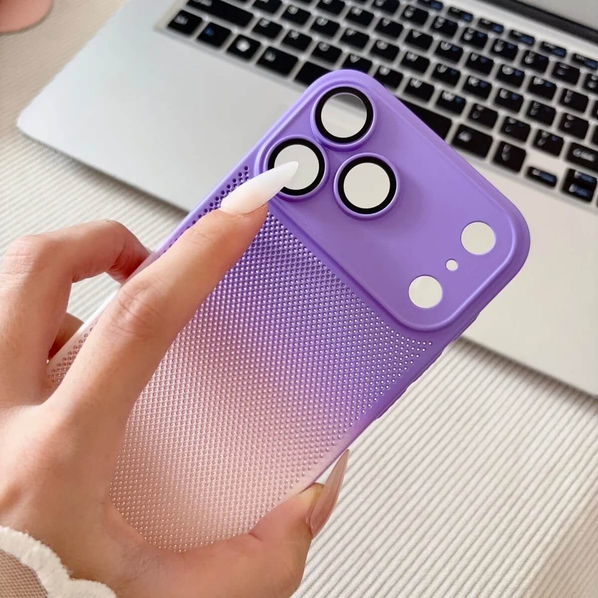 Gradient Perforated Phone Case with Camera Lens Covers Gradient Perforated Phone Case with Camera Lens Covers
