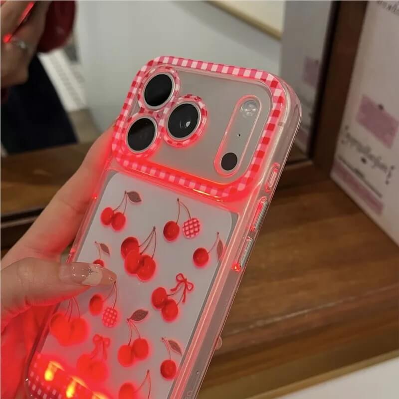 Light Up Color Changing Cherry Gingham iPhone Case Light Up Color Changing Cherry Gingham iPhone Case
