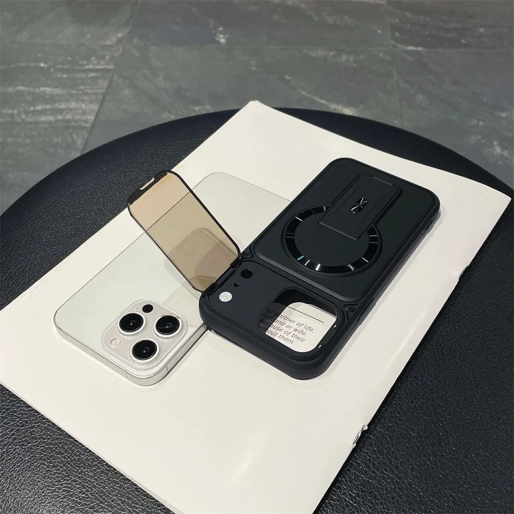 Magnetic iPhone Case with Swing Open Camera Cover and Kickstand Magnetic iPhone Case with Swing Open Camera Cover and Kickstand