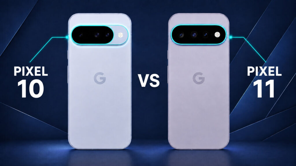 Pixel 10 and Pixel 11 camera bar design showing the different rear layouts