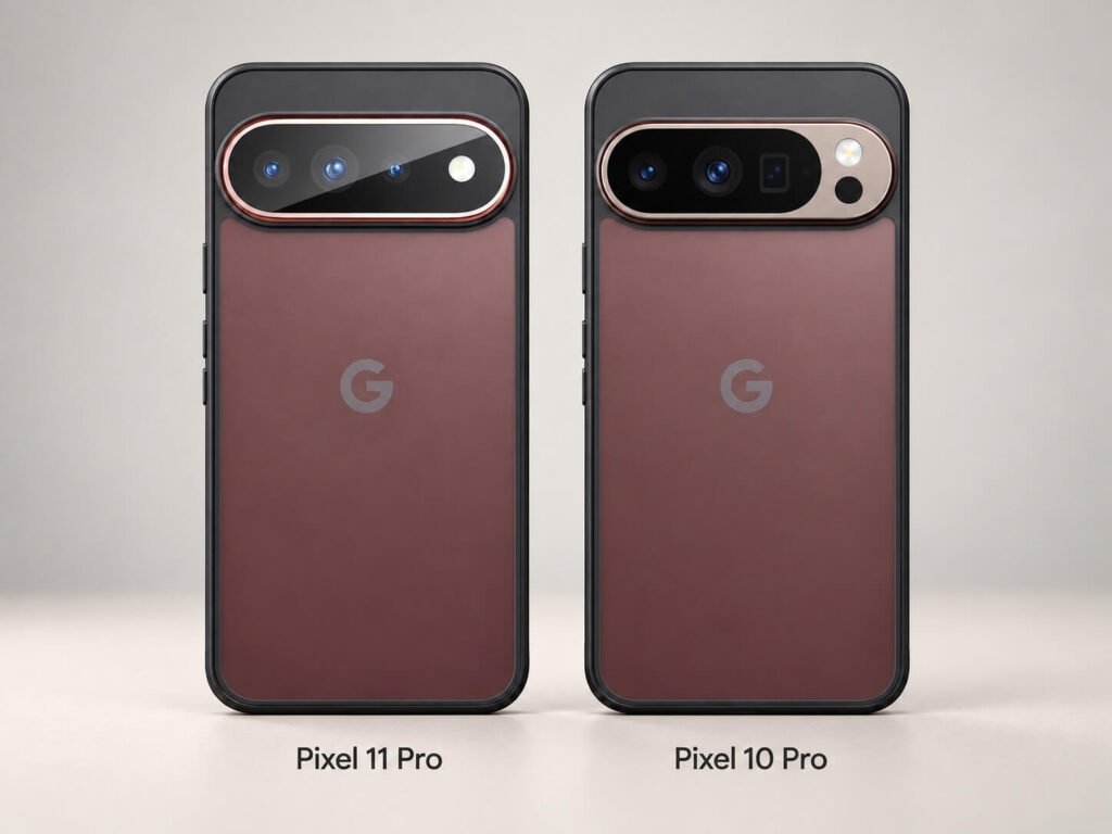 Pixel 11 Pro and Pixel 10 Pro cases compared around the rear camera area Pixel 11 Pro and Pixel 10 Pro cases compared around the rear camera area