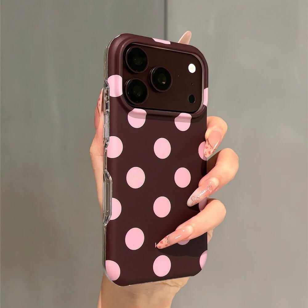Retro Burgundy Phone Case with Large Polka Dots Retro Burgundy Phone Case with Large Polka Dots