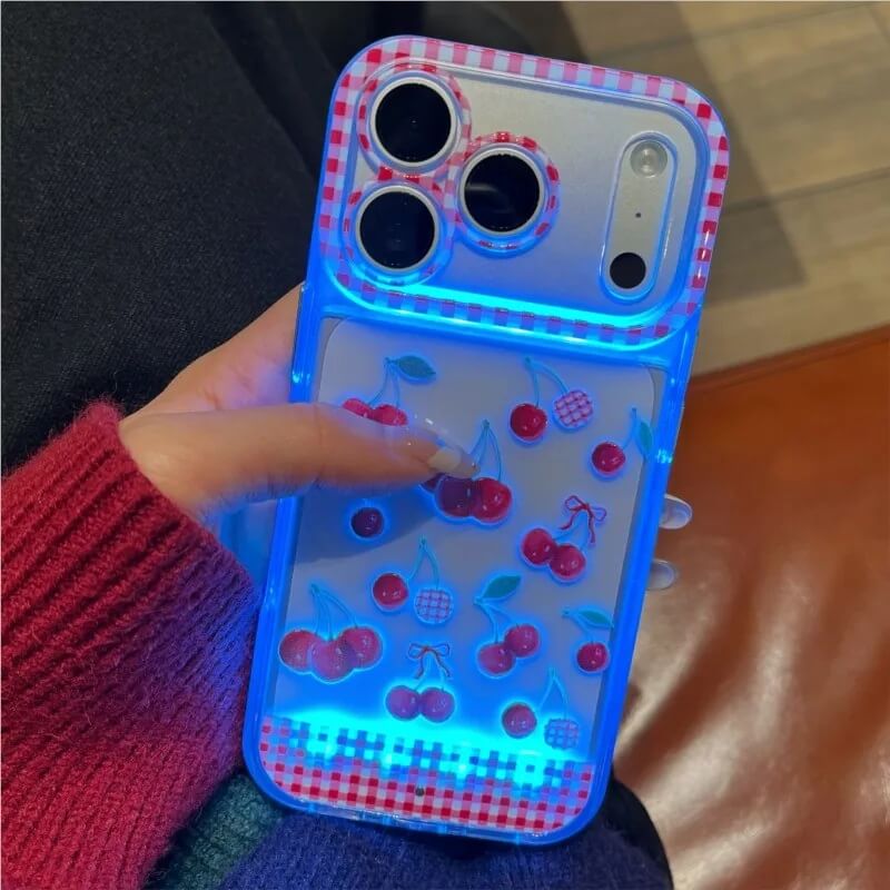 Tap Activated Color Changing Cherry Gingham iPhone Case Tap Activated Color Changing Cherry Gingham iPhone Case