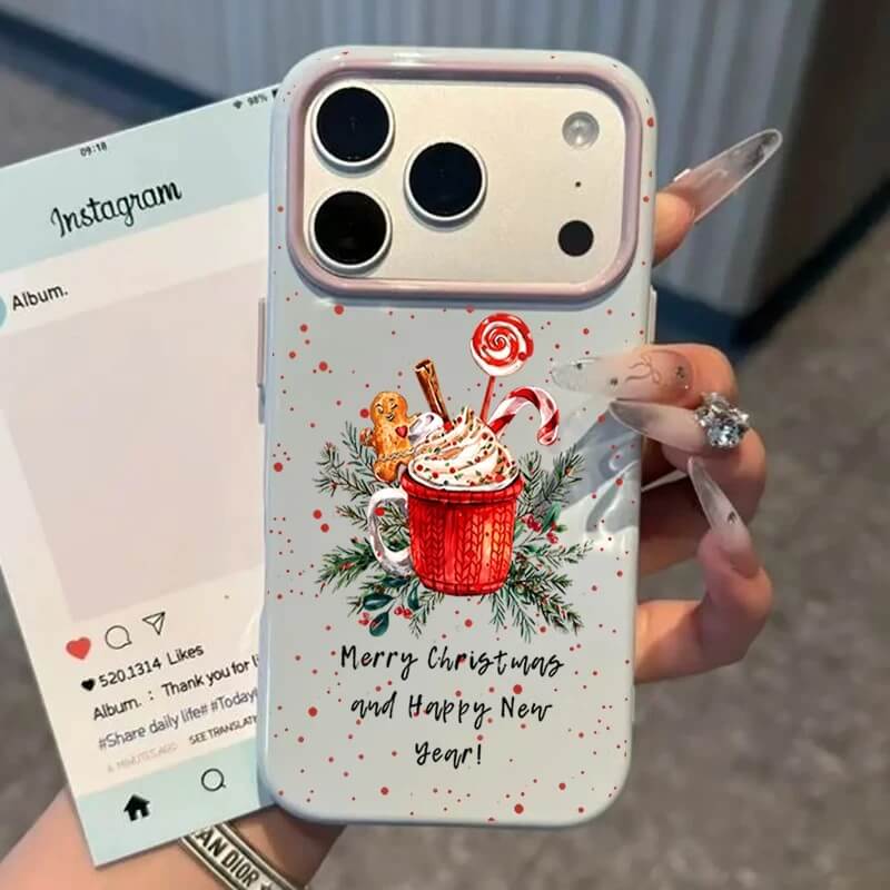 Blue Christmas Hot Cocoa Mug iPhone Case with Candy Cane and Gingerbread Blue Christmas Hot Cocoa Mug iPhone Case with Candy Cane and Gingerbread