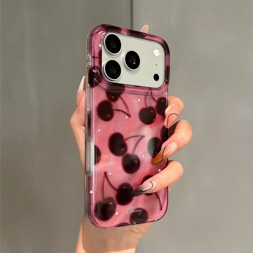 Burgundy Cherry Case with Glitter Finish and Stars Burgundy Cherry Case with Glitter Finish and Stars