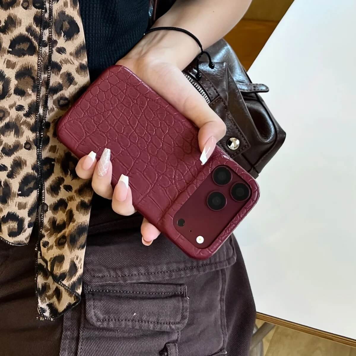 Burgundy Crocodile Embossed Case Burgundy Crocodile Embossed Case