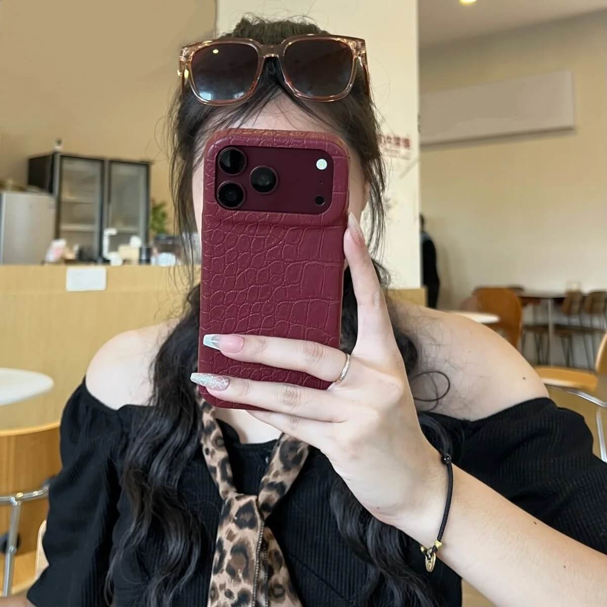 Burgundy Crocodile Embossed Phone Case Burgundy Crocodile Embossed Phone Case