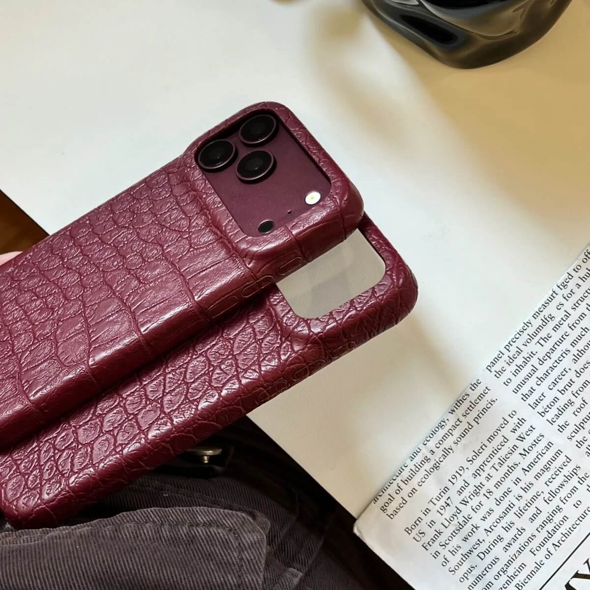 Burgundy Crocodile Embossed iPhone Case (1) Burgundy Crocodile Embossed iPhone Case (1)
