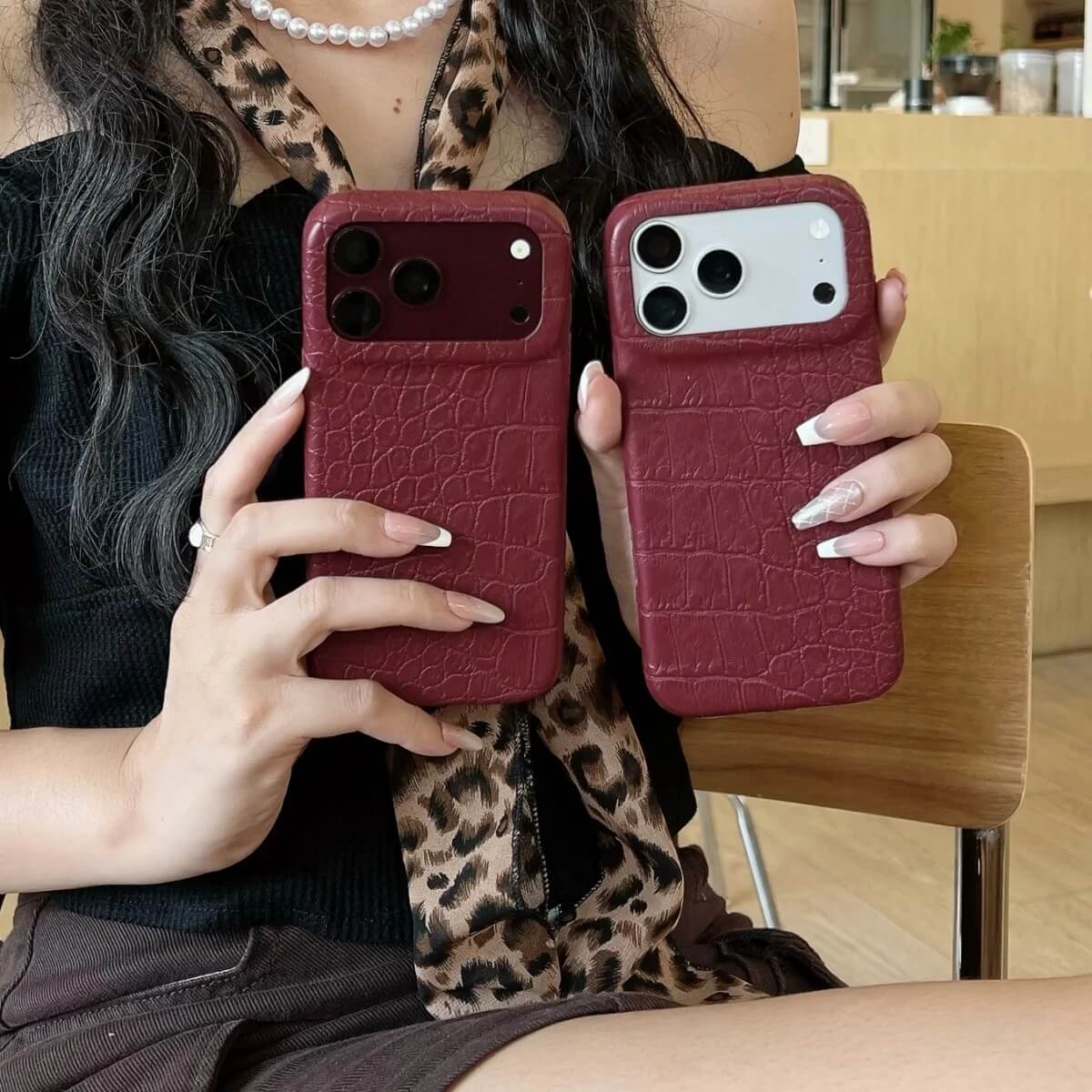 Burgundy Crocodile Embossed iPhone Case (2) Burgundy Crocodile Embossed iPhone Case (2)