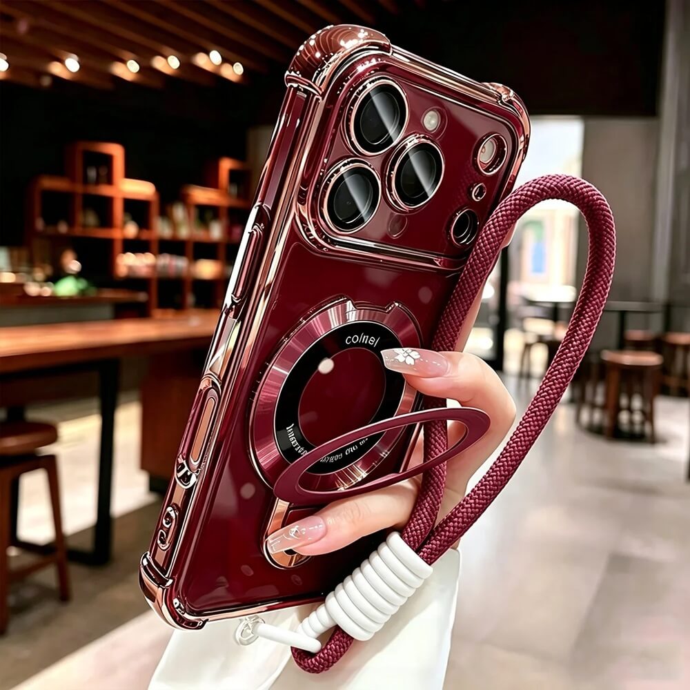 Clear Magnetic iPhone 18 Pro Max Case with Ring Stand and Wrist Strap Clear Magnetic iPhone 18 Pro Max Case with Ring Stand and Wrist Strap