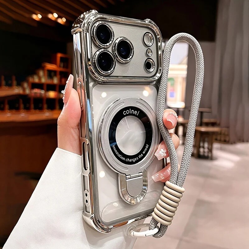 Clear iPhone 18 Pro Max Case with Ring Stand and Wrist Strap Clear iPhone 18 Pro Max Case with Ring Stand and Wrist Strap