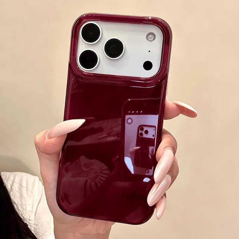 Glossy Burgundy Marble Case with Reflective Pink Veins Glossy Burgundy Marble Case with Reflective Pink Veins