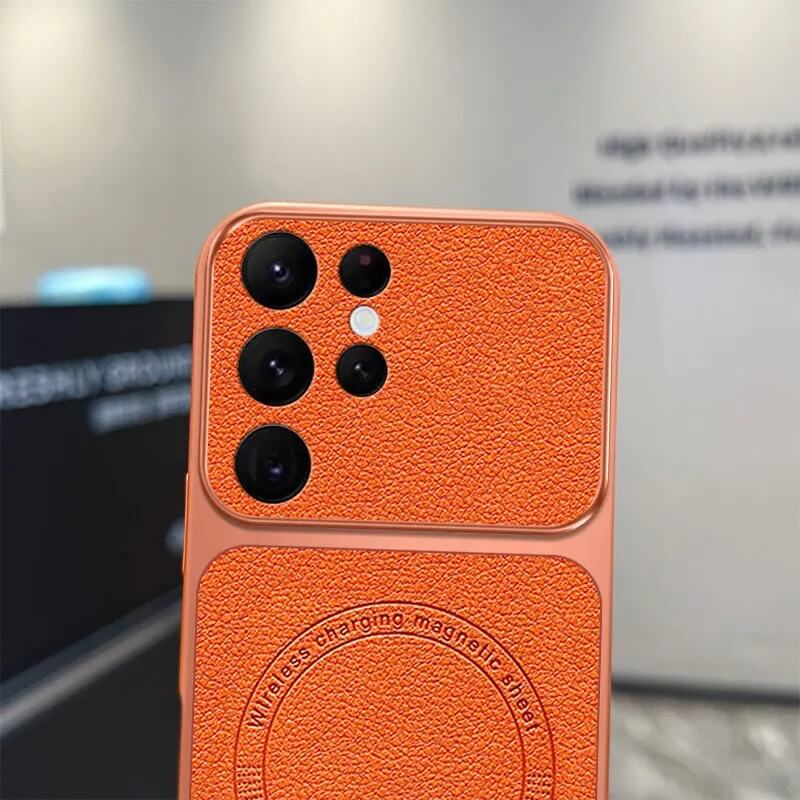 Leather Texture Magnetic Case with Raised Camera Frame Leather Texture Magnetic Case with Raised Camera Frame