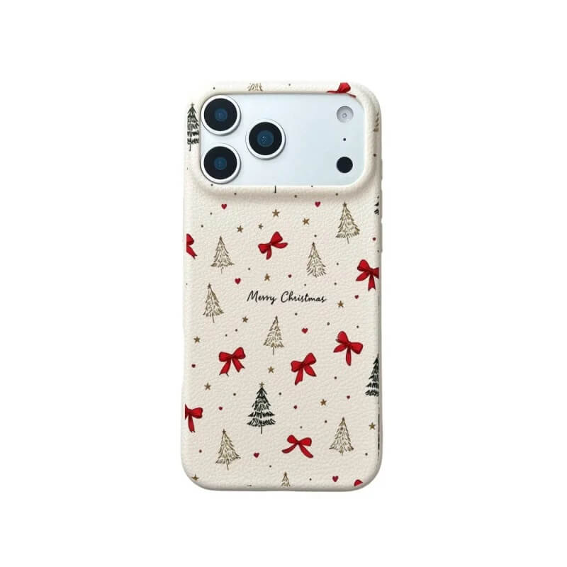 White Christmas Tree iPhone Case with Red Bow White Christmas Tree iPhone Case with Red Bow